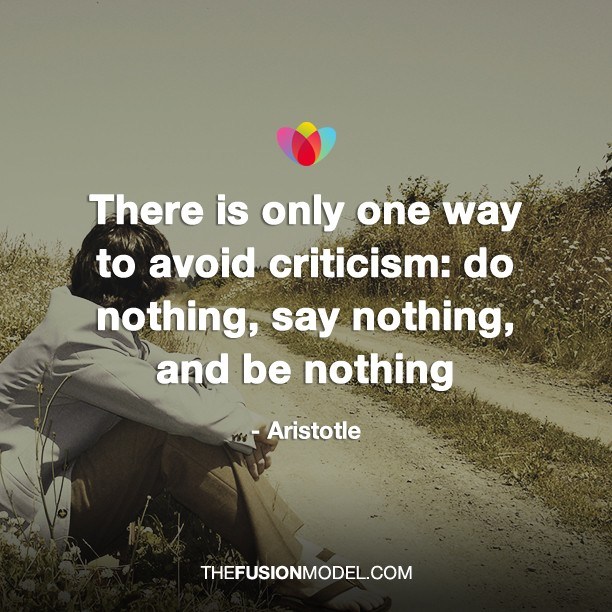 There is only one way to avoid criticism: do nothing, say nothing and be nothing - Aristotle