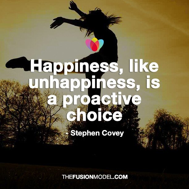 Happiness, like unhappiness, is a proactive choice - Stephen Covey